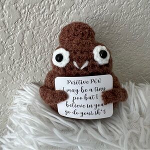💩 Tiny Handmade Crochet Positive Poo Positivity Reminder Encouragement Gift Bag